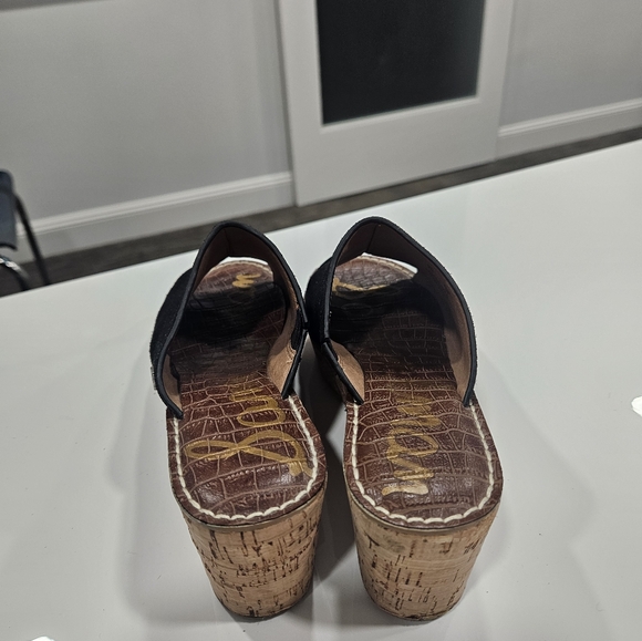 Ladies Sam Edelman Black Suede Cork Wedge Sandals 8M 38 - Picture 12 of 14